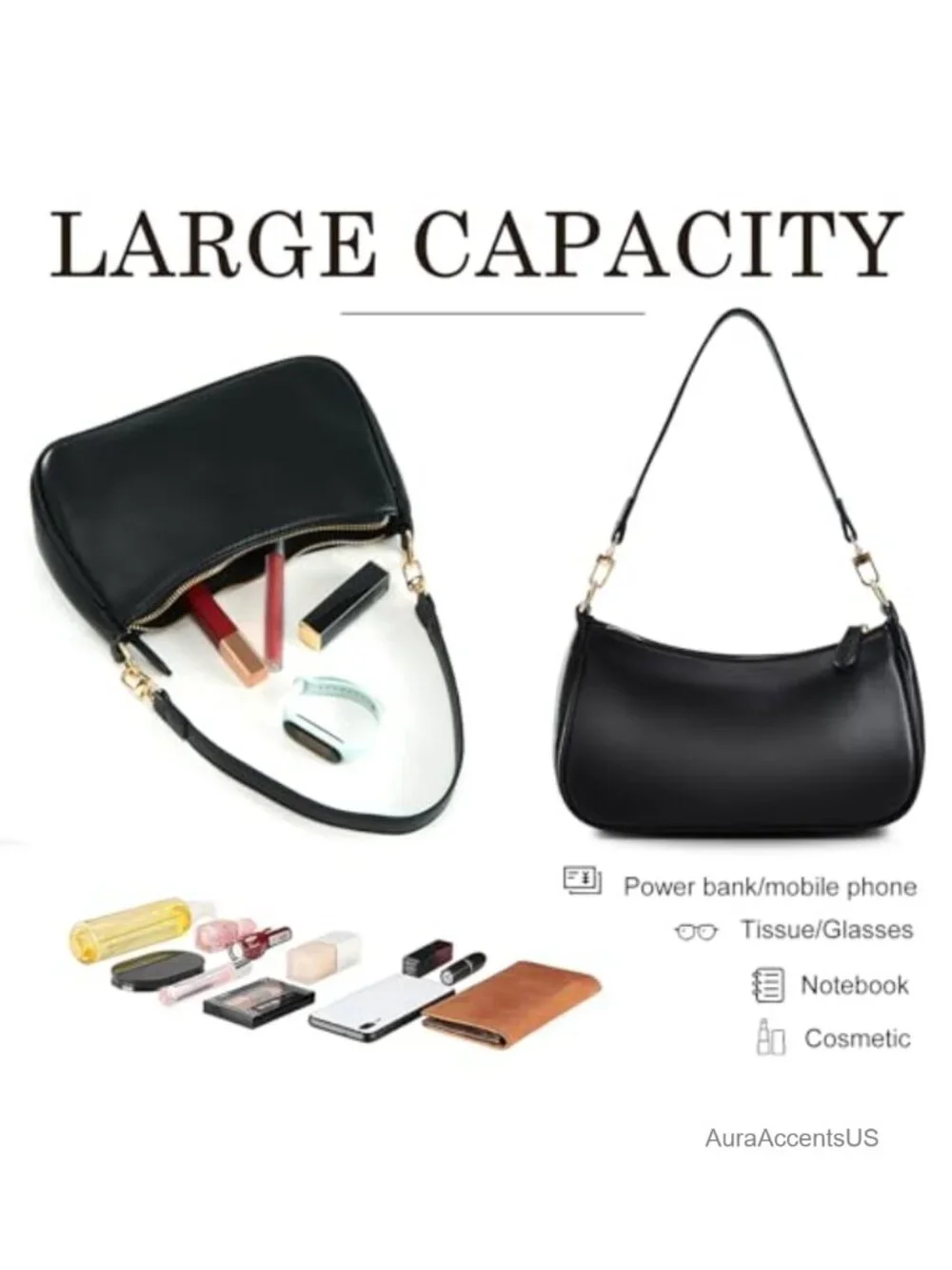 Small Crescent Shoulder Bag Vegan Leather Crossbody Hobo Purse